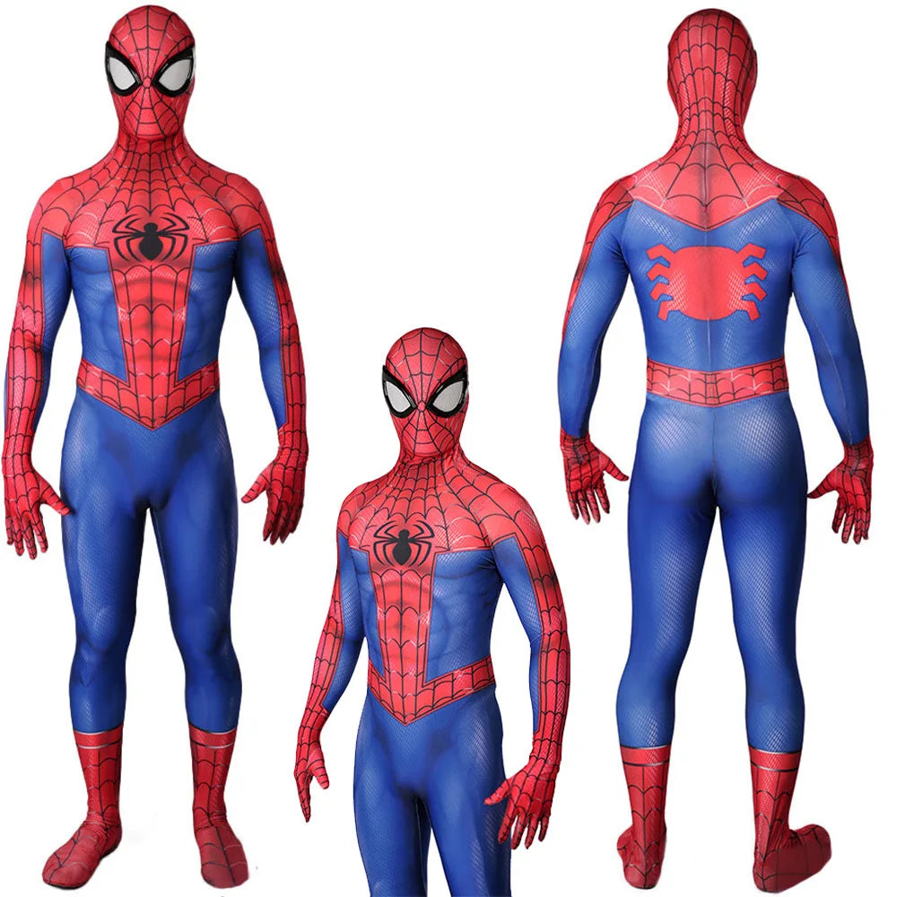 Classic Spiderman Cosplay Peter Parker 3D Printed Spandex Costume Halloween Superhero Disfraces Costume Bodysuit for Adult kids