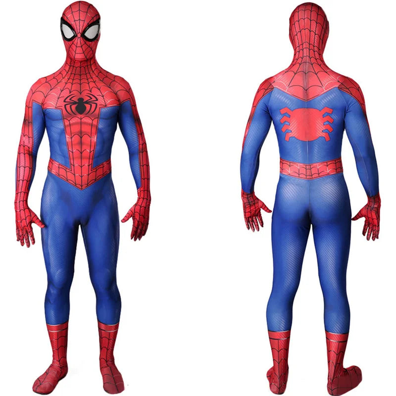 Classic Spiderman Cosplay Peter Parker 3D Printed Spandex Costume Halloween Superhero Disfraces Costume Bodysuit for Adult kids