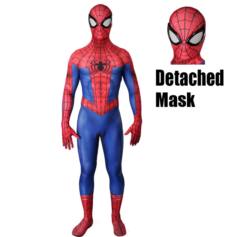 Classic Spiderman Cosplay Peter Parker 3D Printed Spandex Costume Halloween Superhero Disfraces Costume Bodysuit for Adult kids