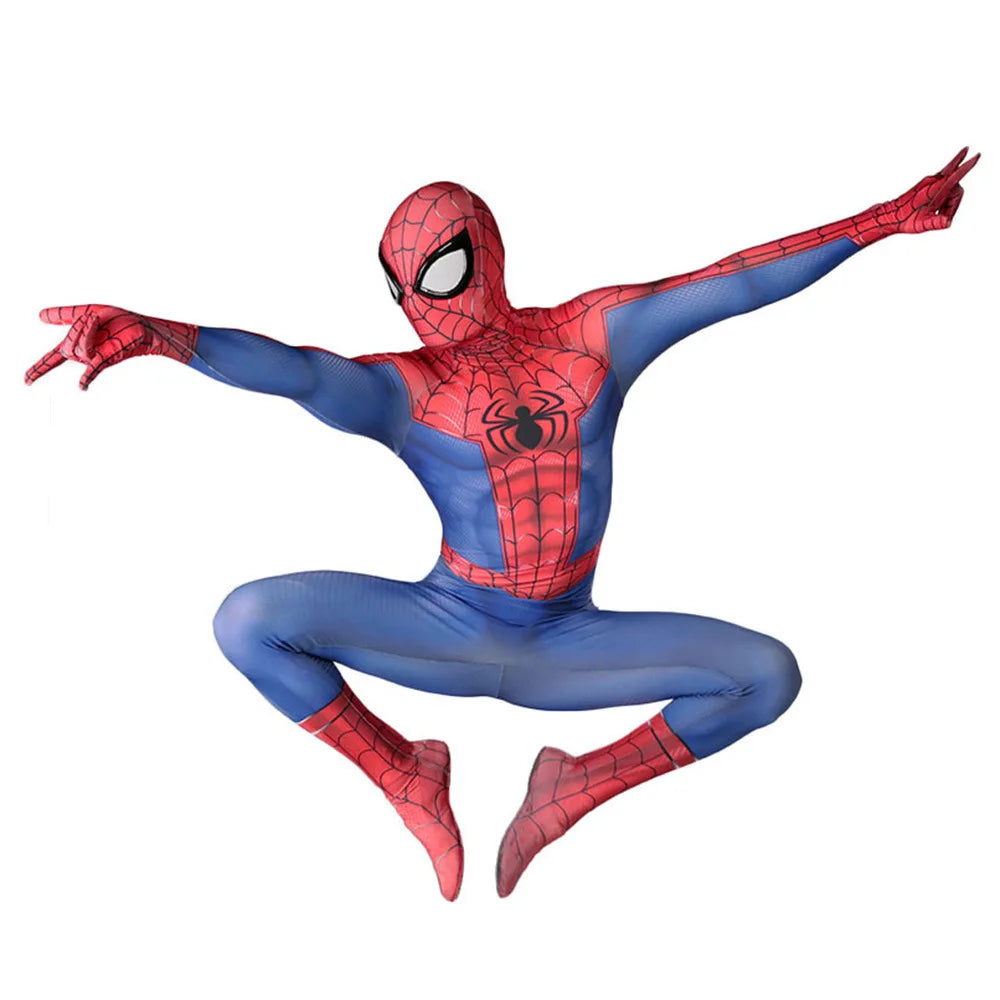 Classic Spiderman Cosplay Peter Parker 3D Printed Spandex Costume Halloween Superhero Disfraces Costume Bodysuit for Adult kids