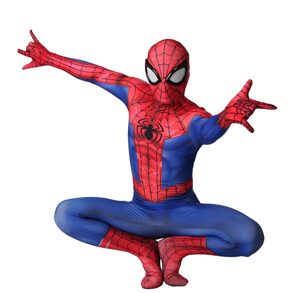 Classic Spiderman Cosplay Peter Parker 3D Printed Spandex Costume Halloween Superhero Disfraces Costume Bodysuit for Adult kids
