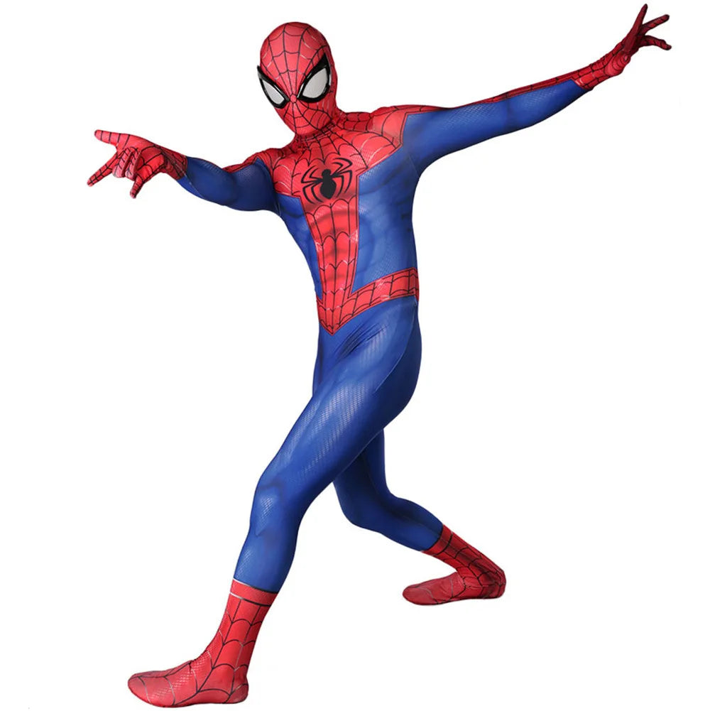 Classic Spiderman Cosplay Peter Parker 3D Printed Spandex Costume Halloween Superhero Disfraces Costume Bodysuit for Adult kids