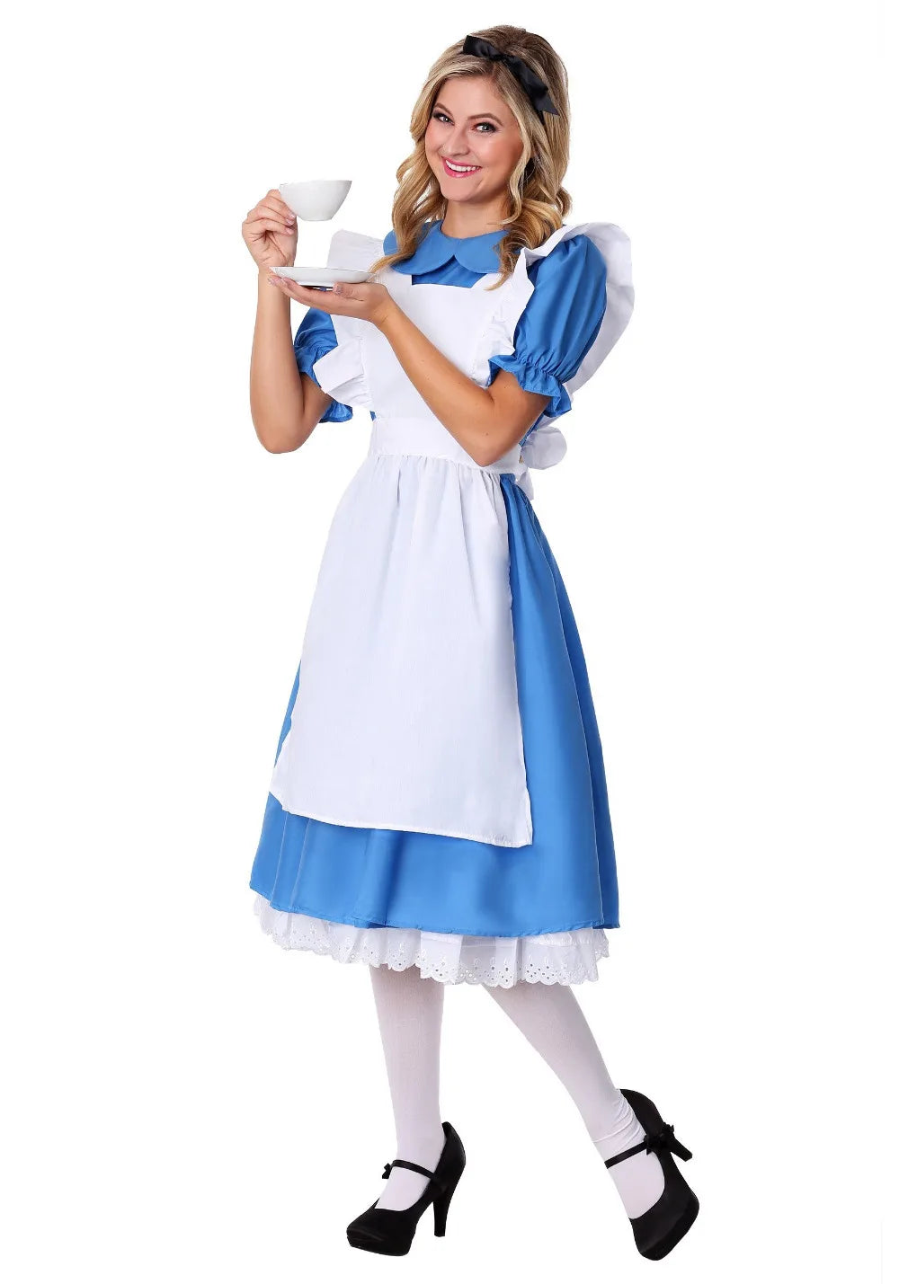Alice Cosplay Dress Women Fantasy Lolita Outfit Cartoon Wonderland Disguise Costume Adult Kids Girls Halloween Party Dress Up