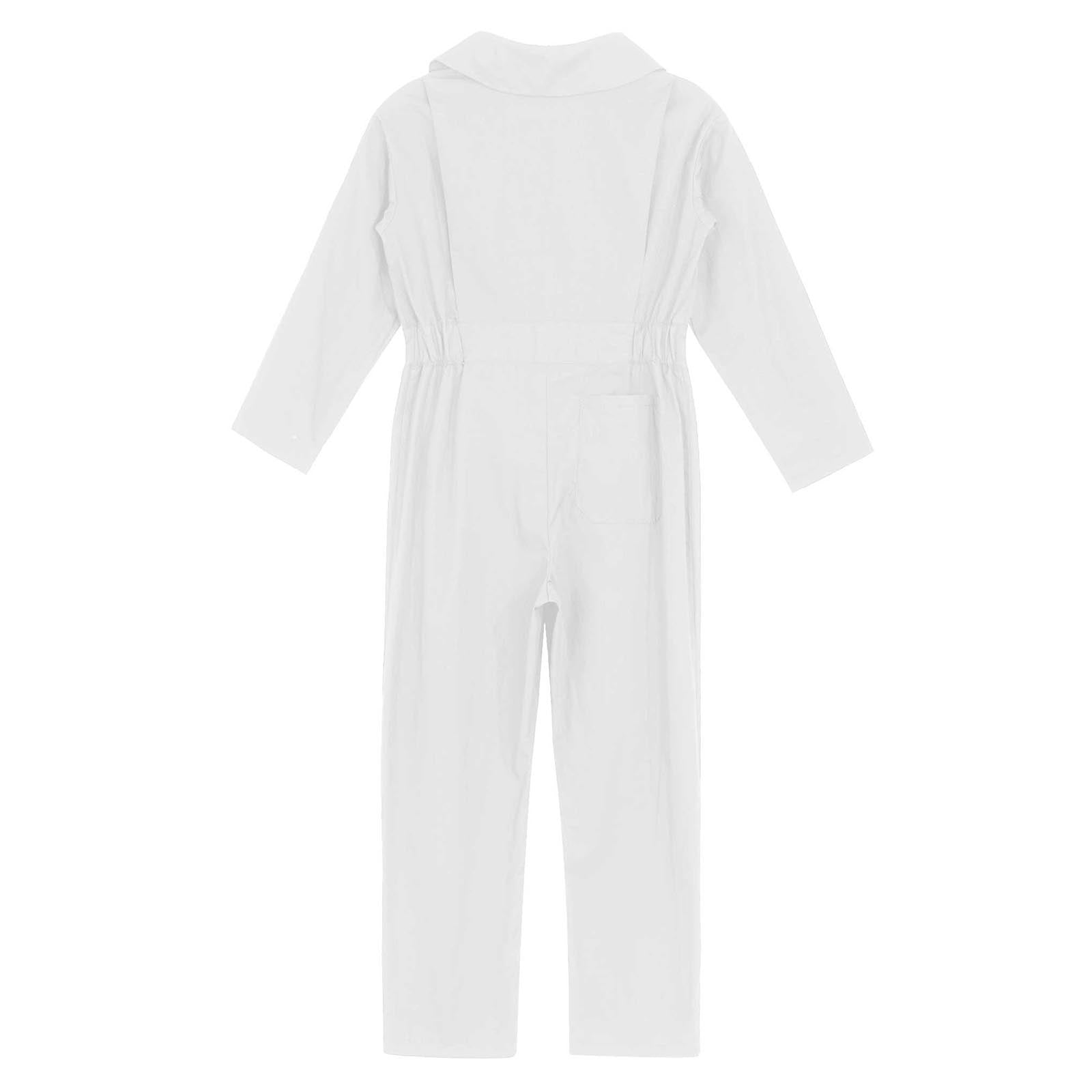 Boys Coverall Costume Mechanic Jumpsuit Flightsuit Boiler Suit Long Sleeve Cargo Overalls for Theme Party halloween Cosplay