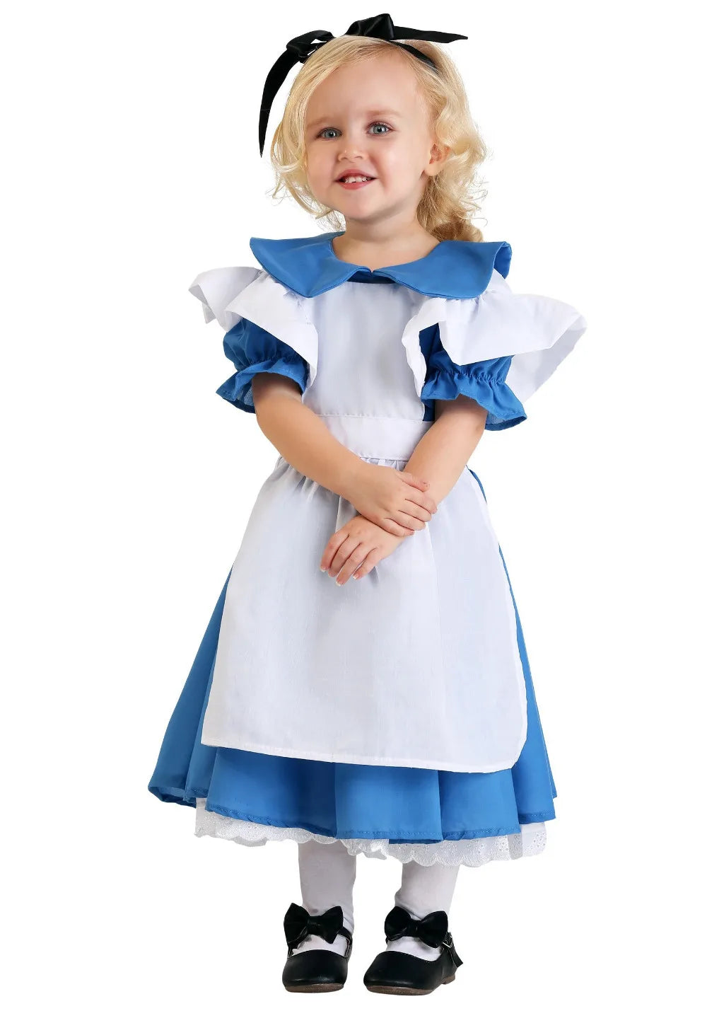 Alice Cosplay Dress Women Fantasy Lolita Outfit Cartoon Wonderland Disguise Costume Adult Kids Girls Halloween Party Dress Up