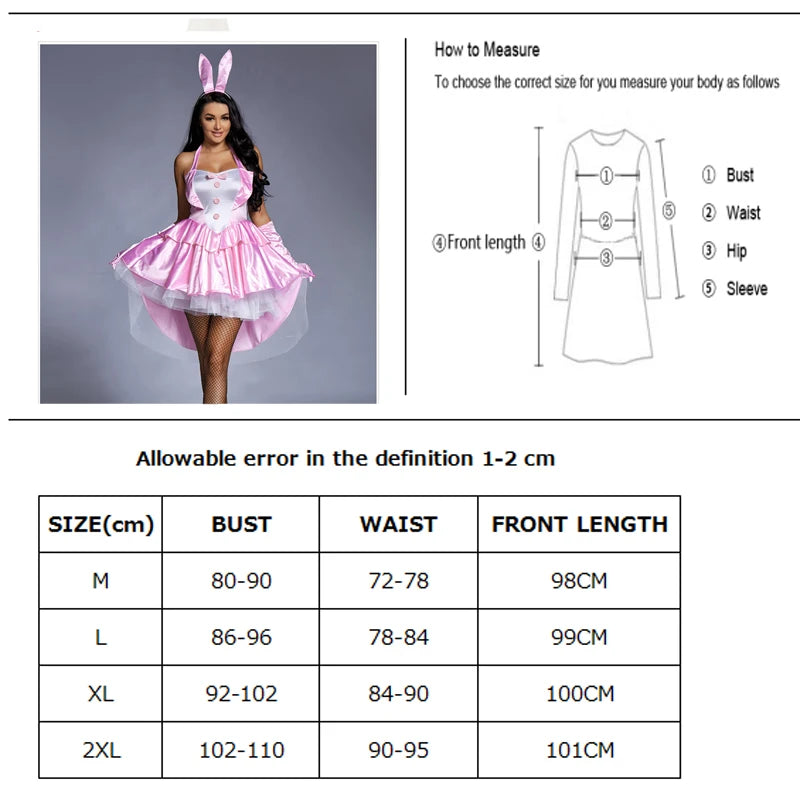 Carnival Halloween Lady Sexy Pink Bunny Girl Costume Lovely Tulle Tuxedo Rabbit Disfraz Cosplay Fancy Party Dress