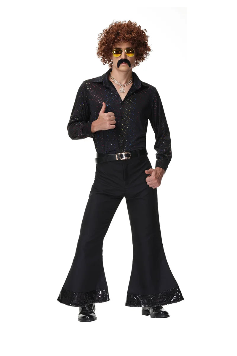 Adult Men 70s 80s Hippie Costume Retro Music Festival Disco Cosplay Party Halloween Fancy Dress