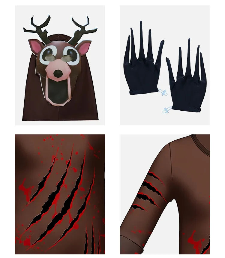 99 Nights In The Forest Deer costume Fnaf Horriable Halloween Costume for Kid Nightmare Reindeer Christmas Gift