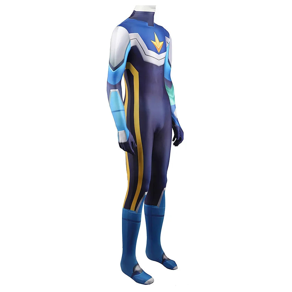 Anime WAR ROCK Superhero Cosplay Costume Hoshikawa Subaru Blue Megaman Spandex Zentai Suit Superhero Jumpsuit Halloween Costume