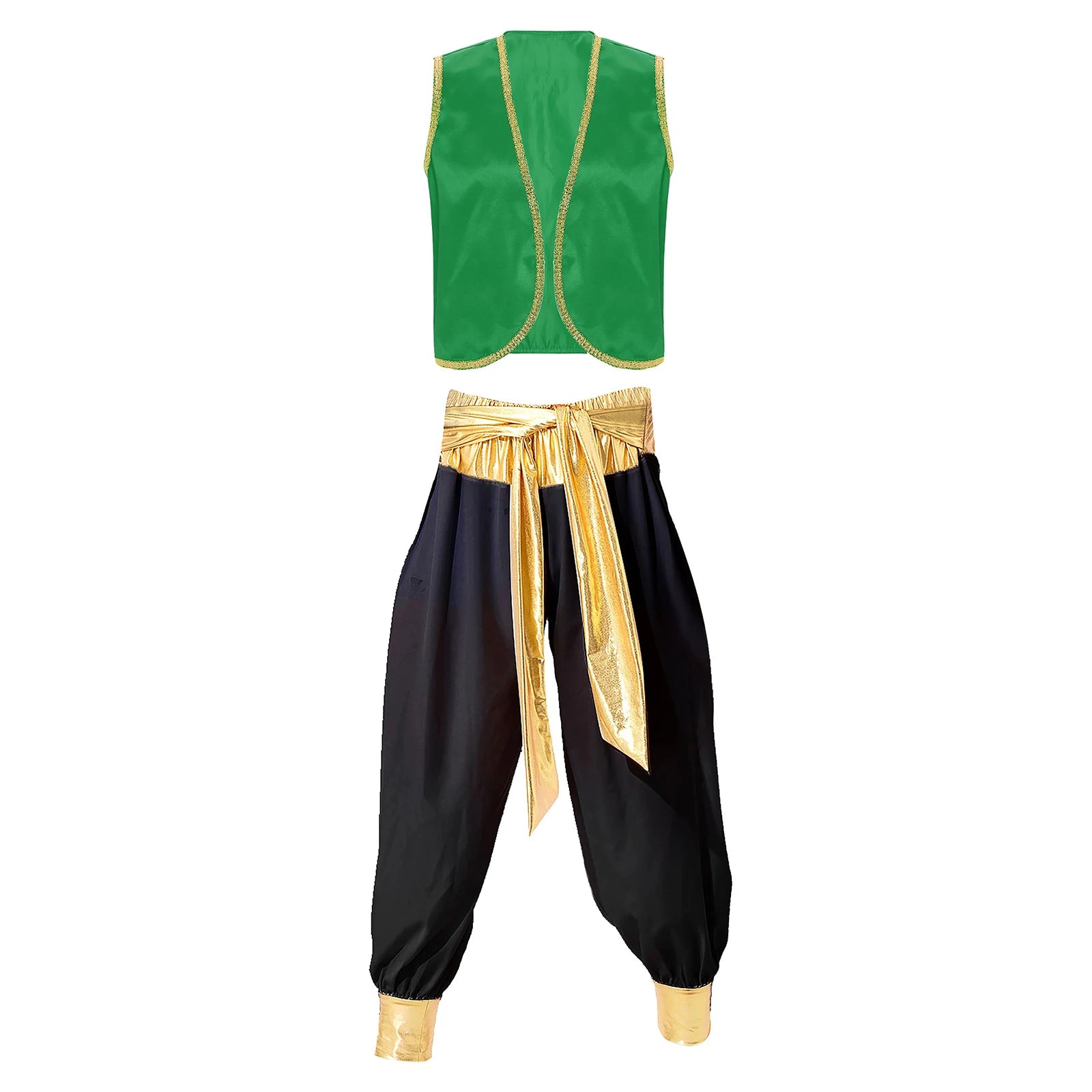 Fantasy Myth Prince Aladin Costume for Adults Sleeveless Waistcoat And Pants Stage Outfit for Halloween Themed Parties Cosplay
