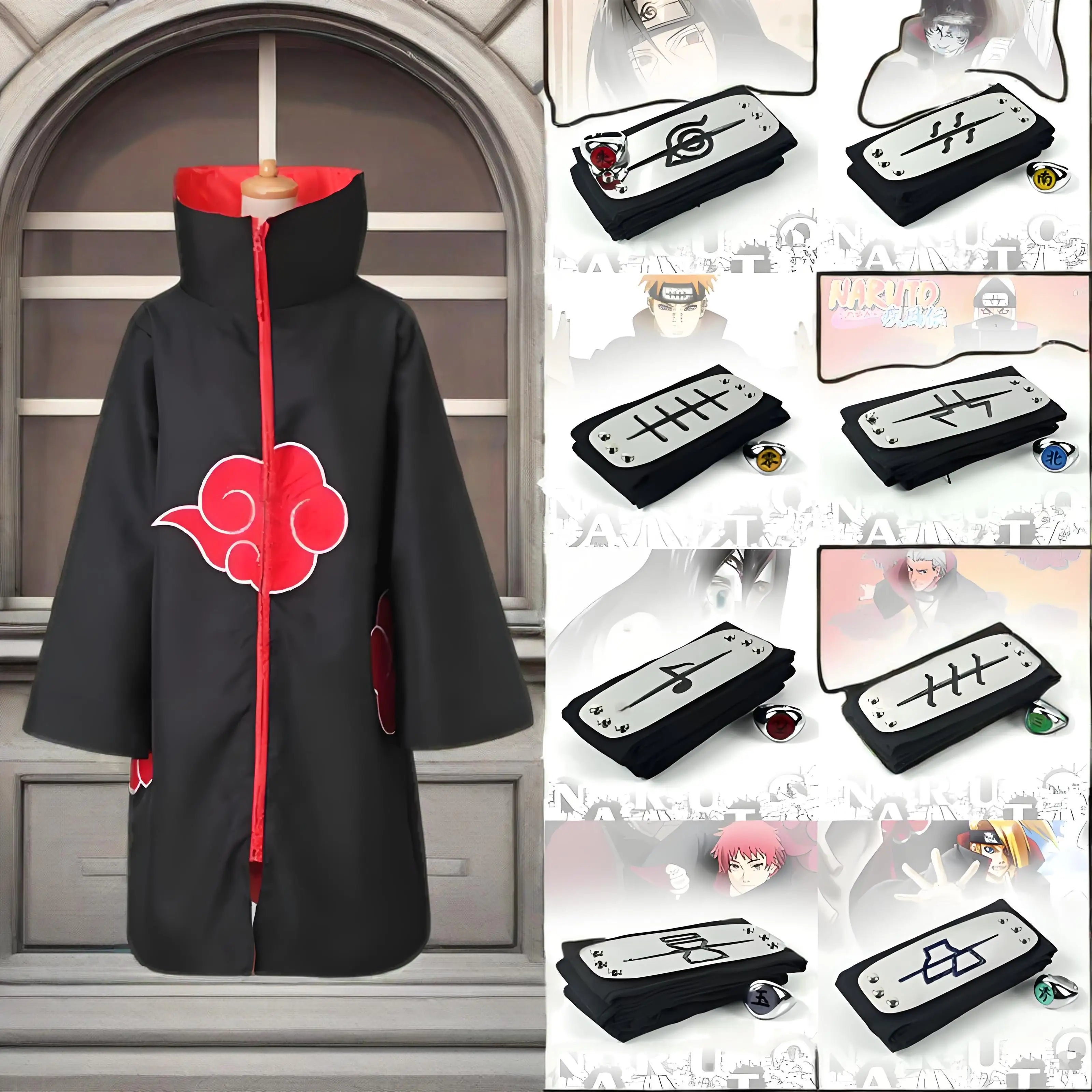 Anime Naruto Akatsuki Akatsuki Uchiha Itachi Clock Costume Cosplay Adult/Child Halloween Christmas Pain Cloak Cape