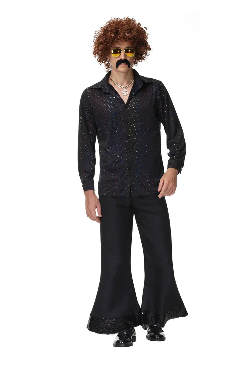 Adult Men 70s 80s Hippie Costume Retro Music Festival Disco Cosplay Party Halloween Fancy Dress