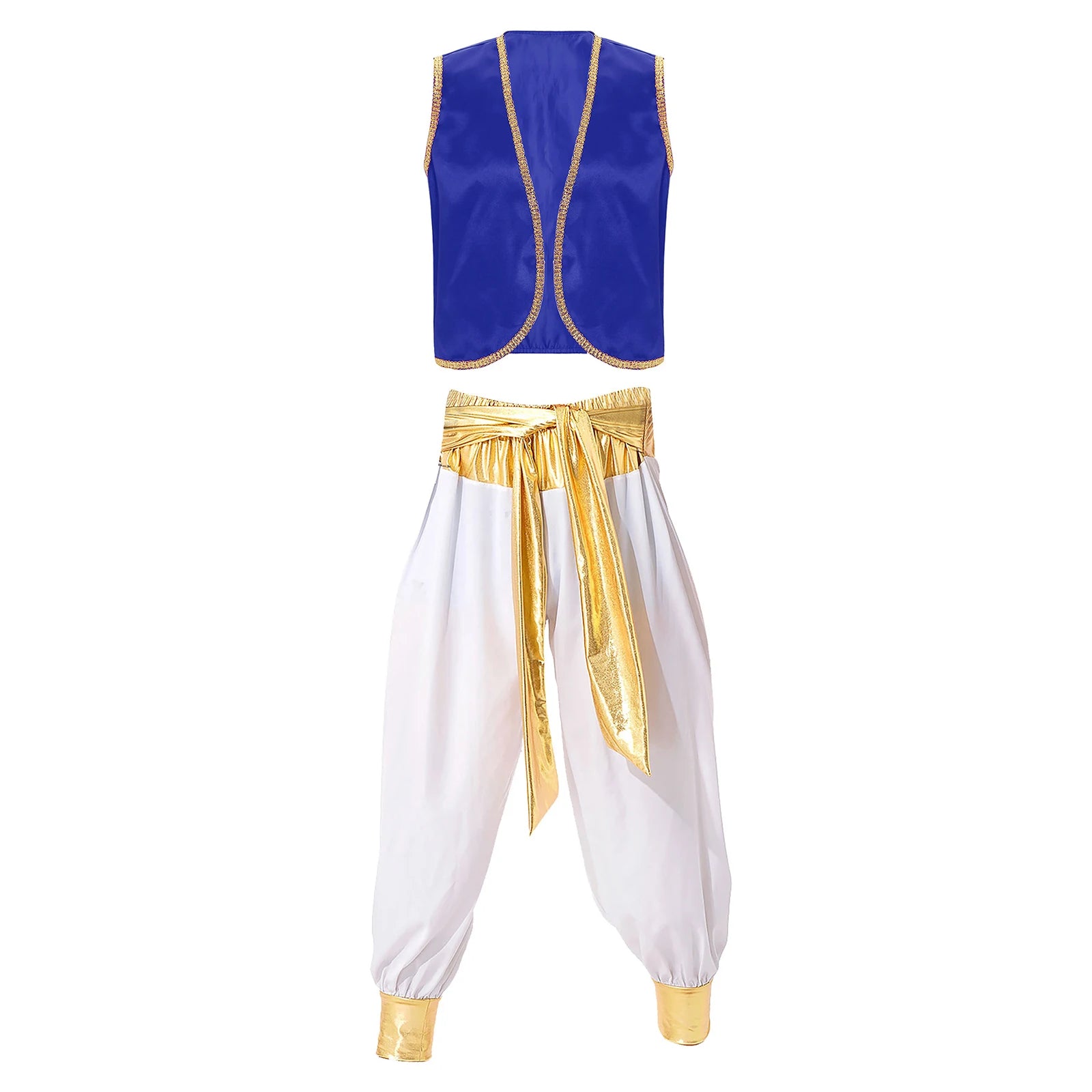 Fantasy Myth Prince Aladin Costume for Adults Sleeveless Waistcoat And Pants Stage Outfit for Halloween Themed Parties Cosplay