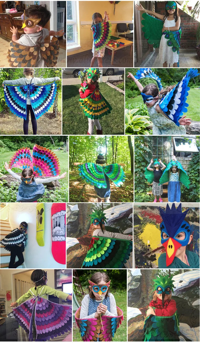 Halloween Costume for Kids Owl Bird Wing with Mask Haloween Costume Boy Girls Fancy Animal Outfit Night Toddler New Gifts Child
