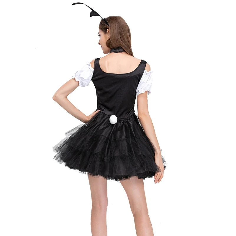 Carnival Halloween Lady Sexy Pink Bunny Girl Costume Lovely Tulle Tuxedo Rabbit Disfraz Cosplay Fancy Party Dress