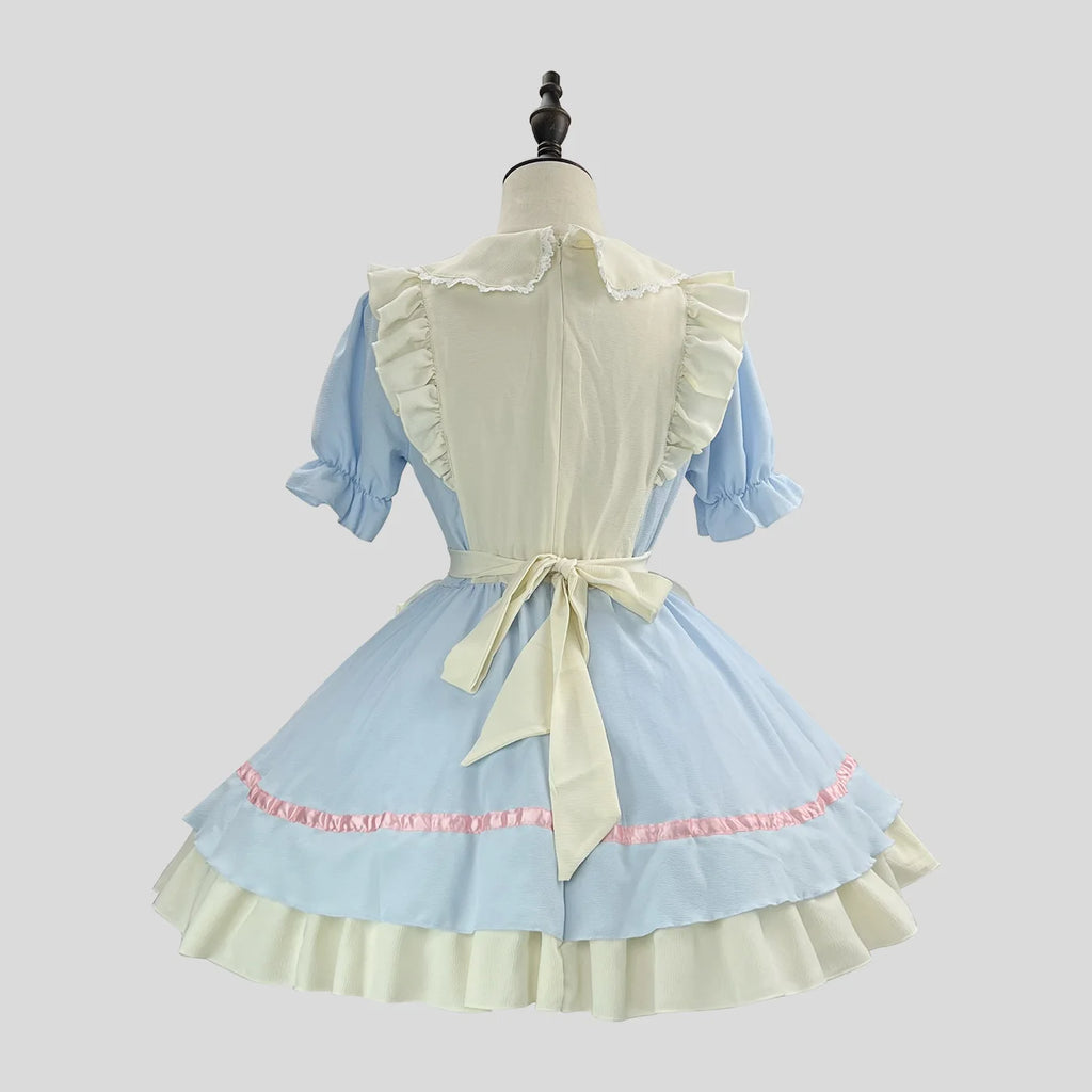 Color Cosplayer Cat Maid Dress Pink Bow Lolita Dress Halloween Party Cosplay Costume Anime Role Disguise Carnival Adult Clothing