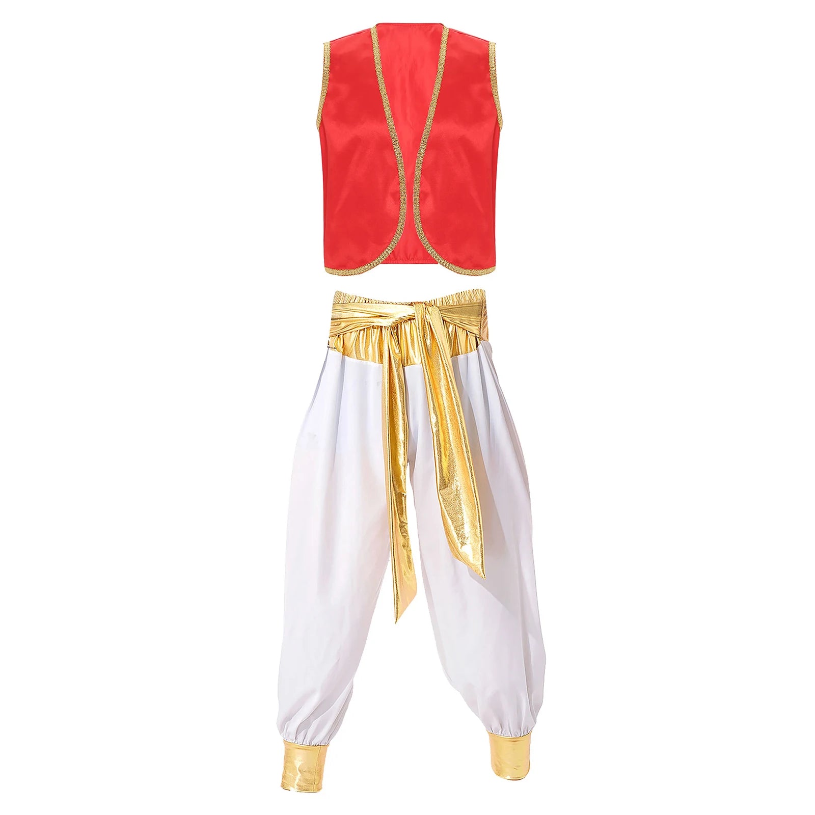 Fantasy Myth Prince Aladin Costume for Adults Sleeveless Waistcoat And Pants Stage Outfit for Halloween Themed Parties Cosplay