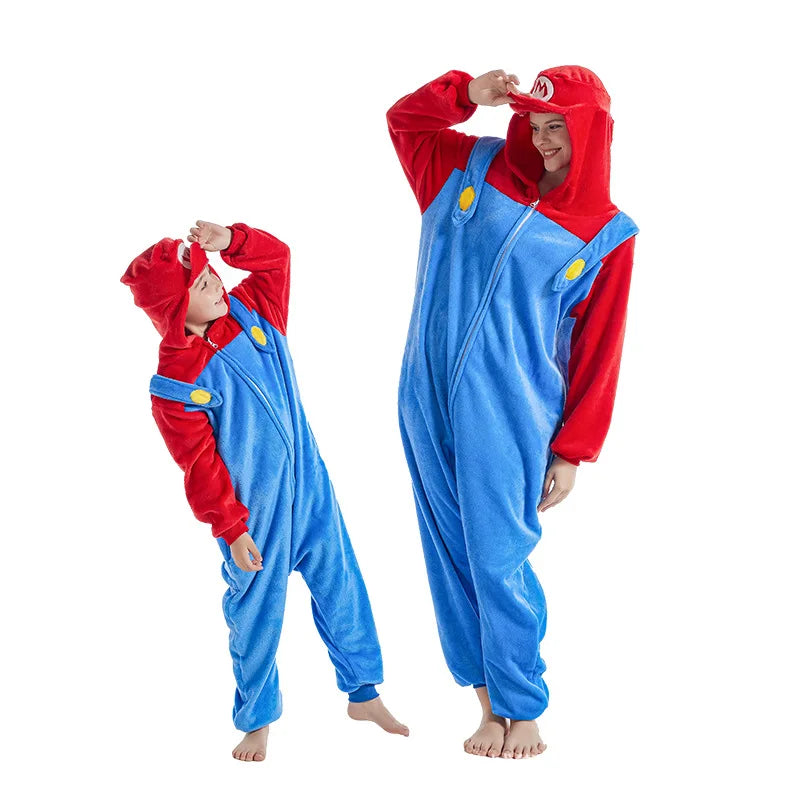 Anime Adult Cosplay Halloween Costumes Super Brother Mari Bros Onesies Jumpsuit Xmas Carnival Funny Children Pajamas Kigurumi