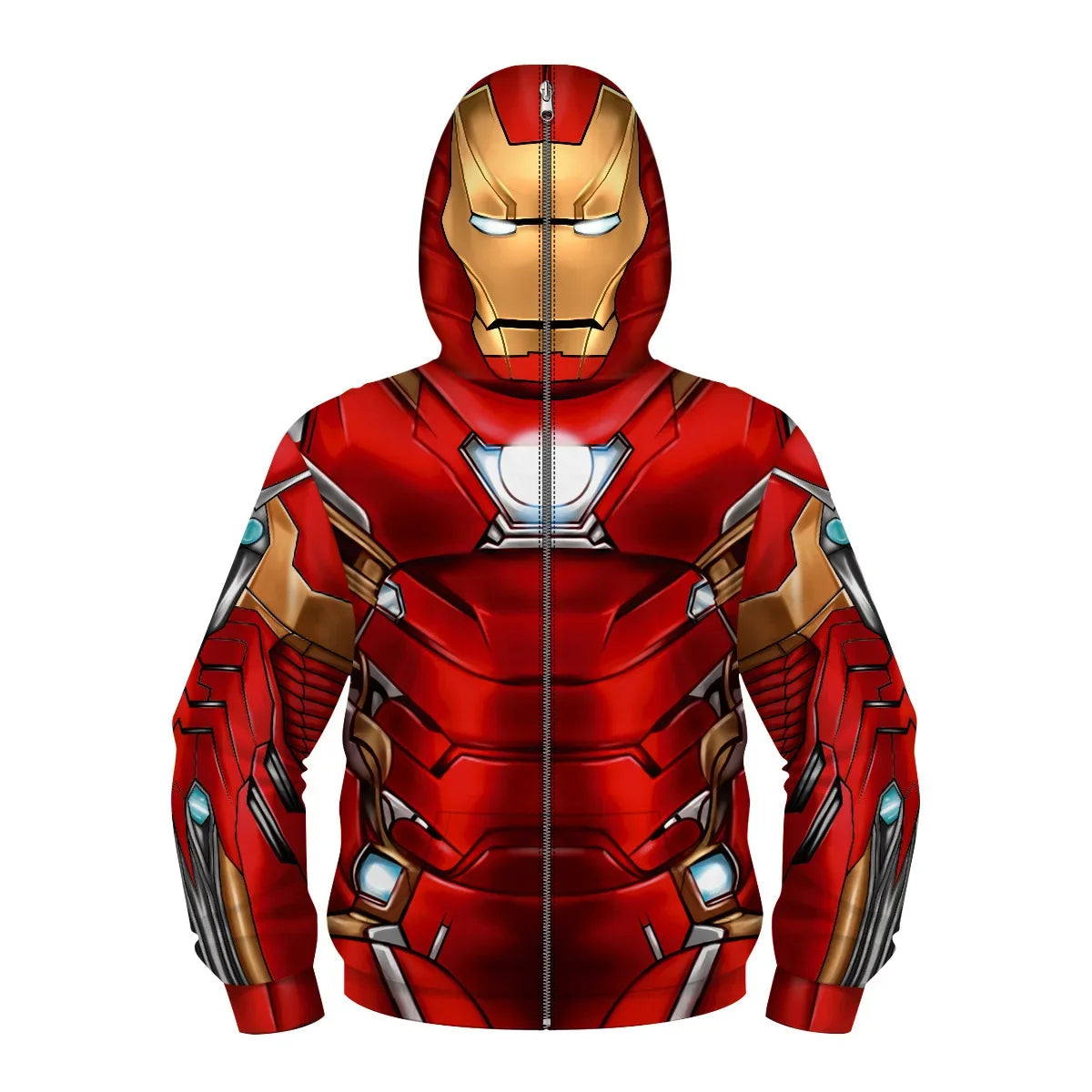 Anime Spiderman /Iron Man Full Zipper Hoodies Cosplay Costume Kids Boys Girls Superhero Cartoon Print Hooded Sweatshirts Outwear