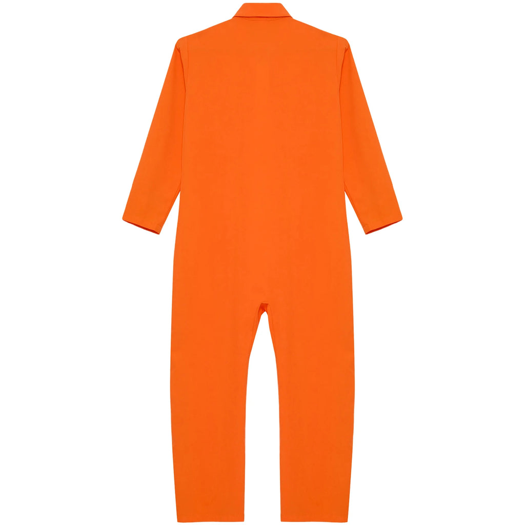 Boys Girls Prisoner Cosplay Costume Halloween Orange Jailbird Inmate Jumpsuit One Piece Full Body Suit Prison Overalls Uniform
