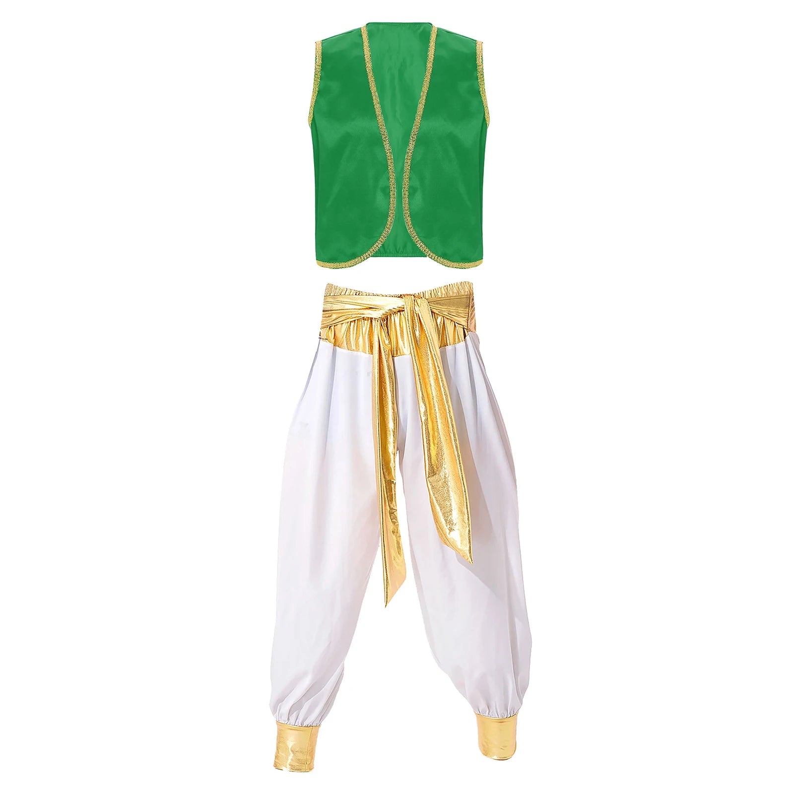 Fantasy Myth Prince Aladin Costume for Adults Sleeveless Waistcoat And Pants Stage Outfit for Halloween Themed Parties Cosplay