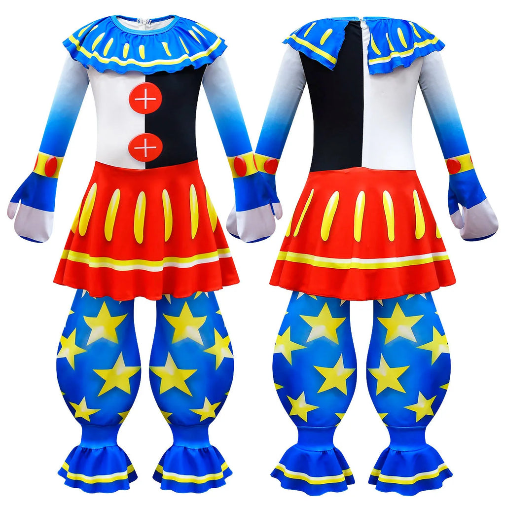 Anime Sundrop FNAF Sun clown Cosplay Clothing Boys Girls Bodysuit With mask Carnival Party Jumpsuit Halloween Costumes for Kids