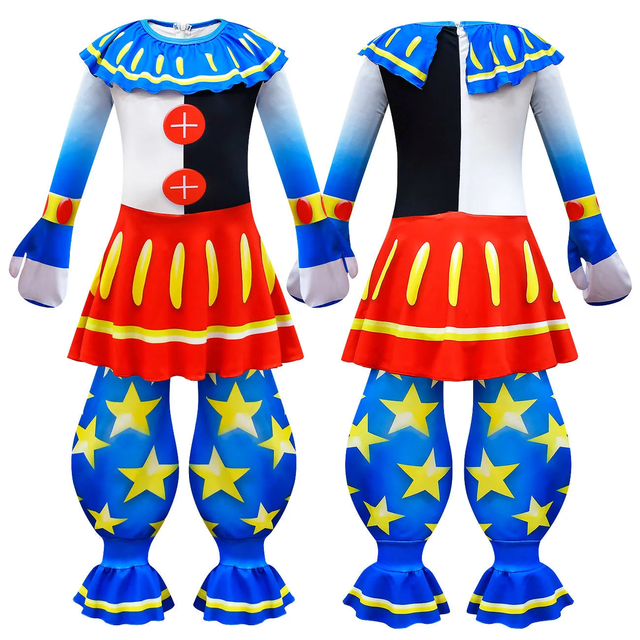 Anime Sundrop FNAF Sun clown Cosplay Clothing Boys Girls Bodysuit With mask Carnival Party Jumpsuit Halloween Costumes for Kids