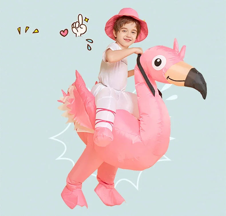 Adult Kids Pink Flamingo Inflatable Costume Halloween Christmas Carnival Children's Day Holiday Party Cosplay Birthday Gift
