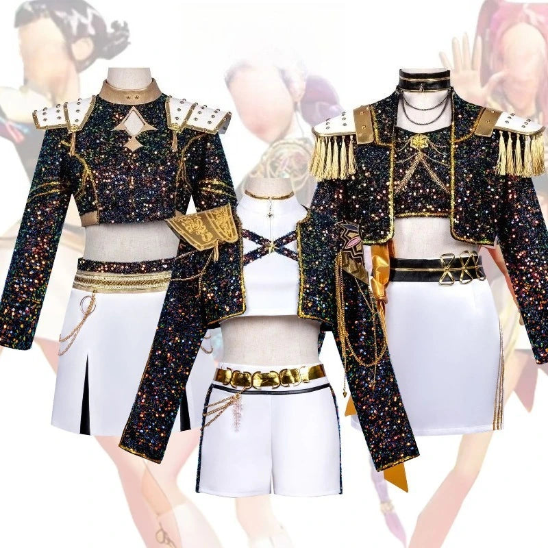 Demon Hunter Cosplay Costume Girls Group Mira Rumi Zoey Kpop Singers Anime Performance Cos Outfits Stage Shows Halloween Party