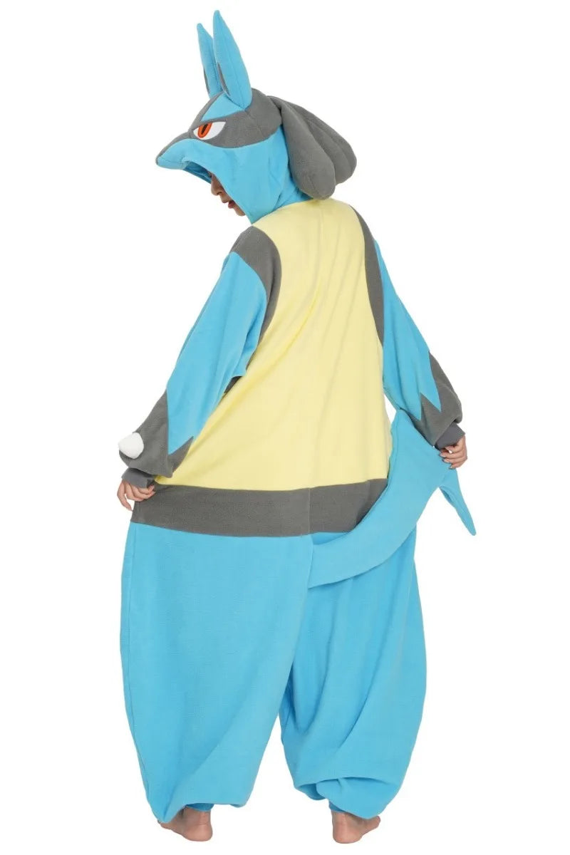 Adult Anime Cosplay Costume XLSize Lucario Onesies Kigurumi Pajamas Fleece Pijama Christmas Halloween Party Pyjama Outfit Gift