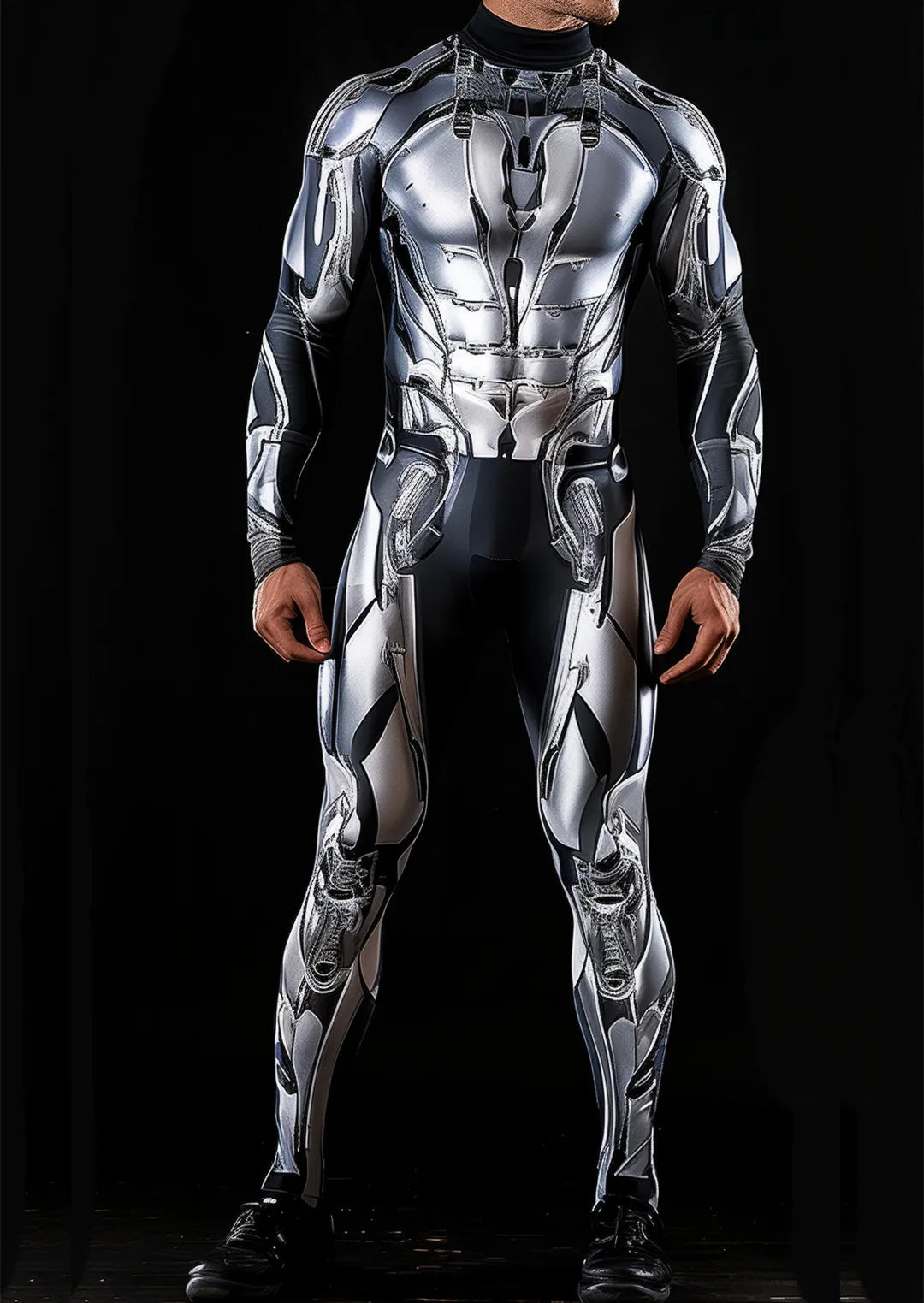 Cyber Mechanical Bodysuit Men's Halloween Punk Cosplay Costume Carnival Party Festival Stage Performance Anime Robot Bodysuit
