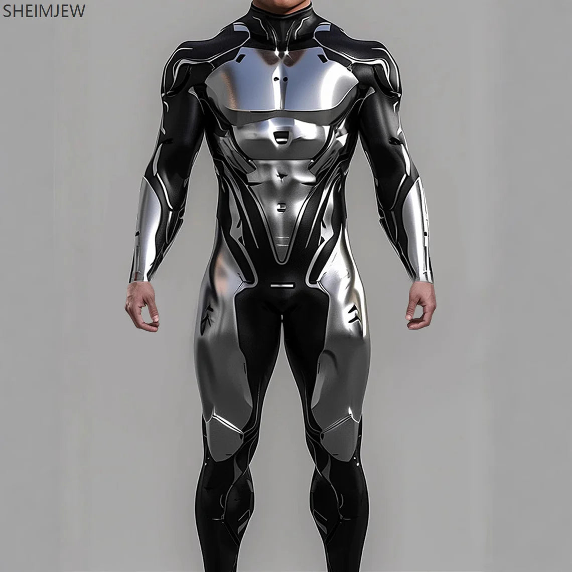 Cyber Mechanical Bodysuit Men's Halloween Punk Cosplay Costume Carnival Party Festival Stage Performance Anime Robot Bodysuit