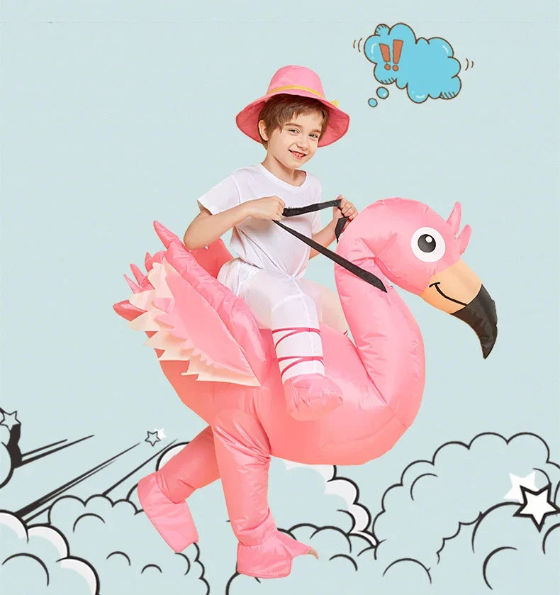Adult Kids Pink Flamingo Inflatable Costume Halloween Christmas Carnival Children's Day Holiday Party Cosplay Birthday Gift