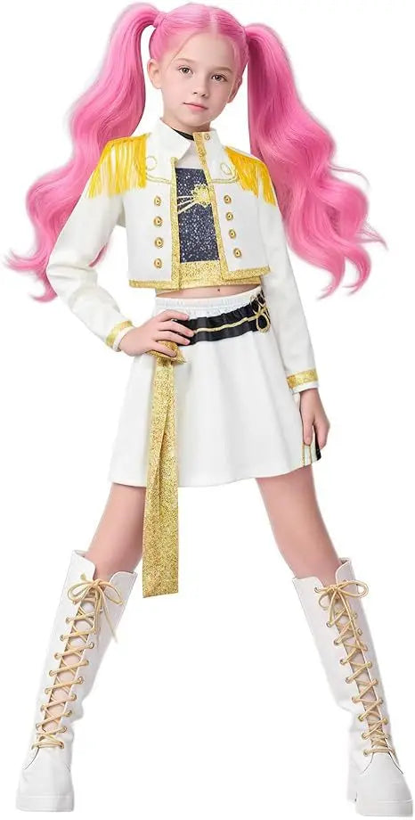 Children Girls Rumi Cosplay Costume Idol Star Kpop Group Role-Playing Clothes Anime Stage Performance Costume Halloween Set