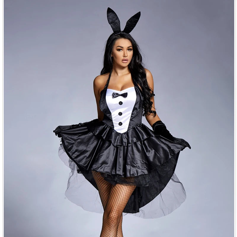 Carnival Halloween Lady Sexy Pink Bunny Girl Costume Lovely Tulle Tuxedo Rabbit Disfraz Cosplay Fancy Party Dress