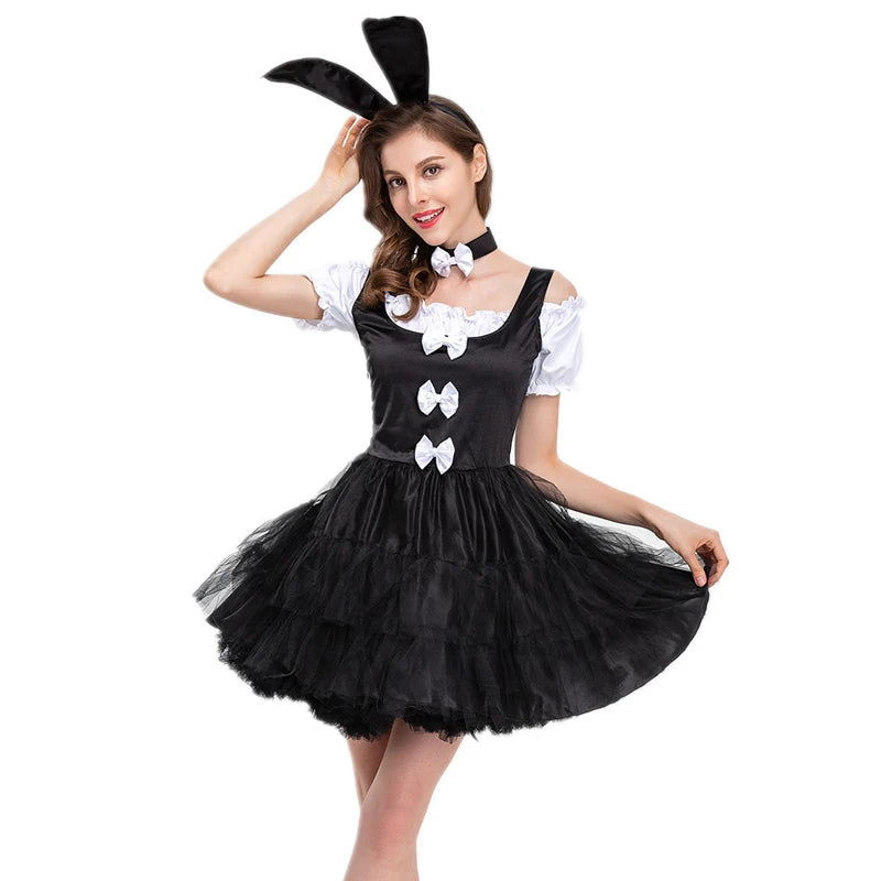 Carnival Halloween Lady Sexy Pink Bunny Girl Costume Lovely Tulle Tuxedo Rabbit Disfraz Cosplay Fancy Party Dress