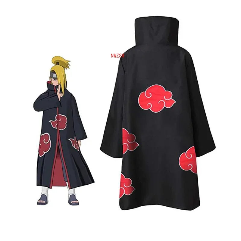 4 Pcs Naruto Costume Akatsuki Cloak Cosplay Sasuke Uchiha Cape Cosplay Itachi Clothing Cosplay costume 2pcs/Pair Colored Lenses