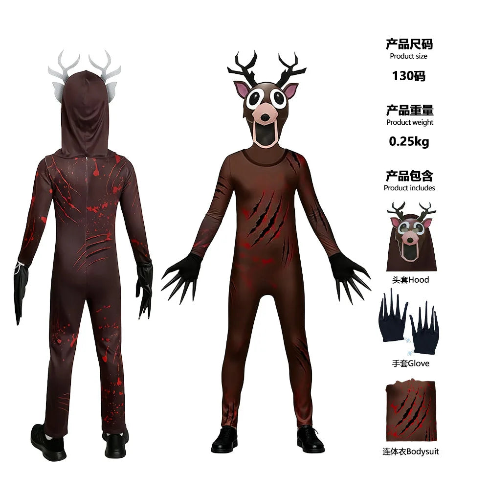 99 Nights In The Forest Deer costume Fnaf Horriable Halloween Costume for Kid Nightmare Reindeer Christmas Gift