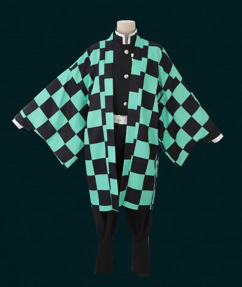 Anime Demon Slayer Kamado Tanjirou Cosplay Costume Kimetsu No Yaiba Cartoon Costume Sutis Wigs Halloween for Kids Adult CosParty