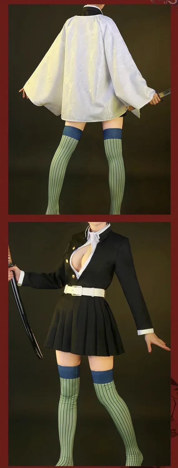 Anime Demon Slayers Kimetsu No Yaiba Kanroji Mitsuri Cosplay Costumes Kisatsutai Love Women Sexy Skirt Uniform Wig Halloween