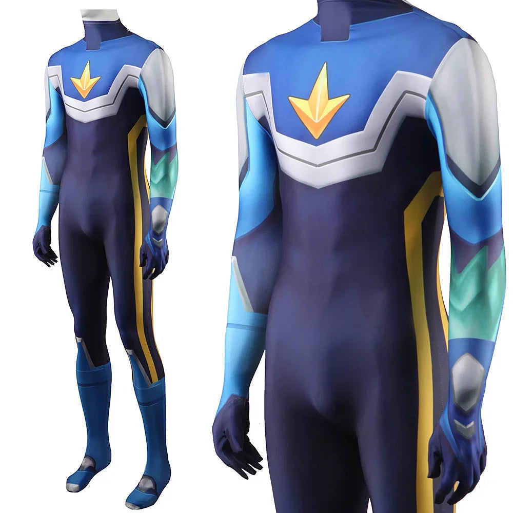 Anime WAR ROCK Superhero Cosplay Costume Hoshikawa Subaru Blue Megaman Spandex Zentai Suit Superhero Jumpsuit Halloween Costume