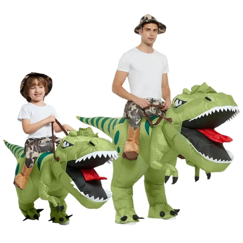 Adult Kids Inflatable Dinosaur Costume Ride On Blow Up T Rex Suit for Halloween Party Cosplay Carnival Performance