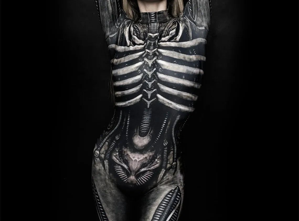 Adult Sexy Women Scary Ghost Skull Bone Costume Rose Skeleton Onesie Printed Bodysuit Devil Jumpsuit Halloween Clothing Zentai