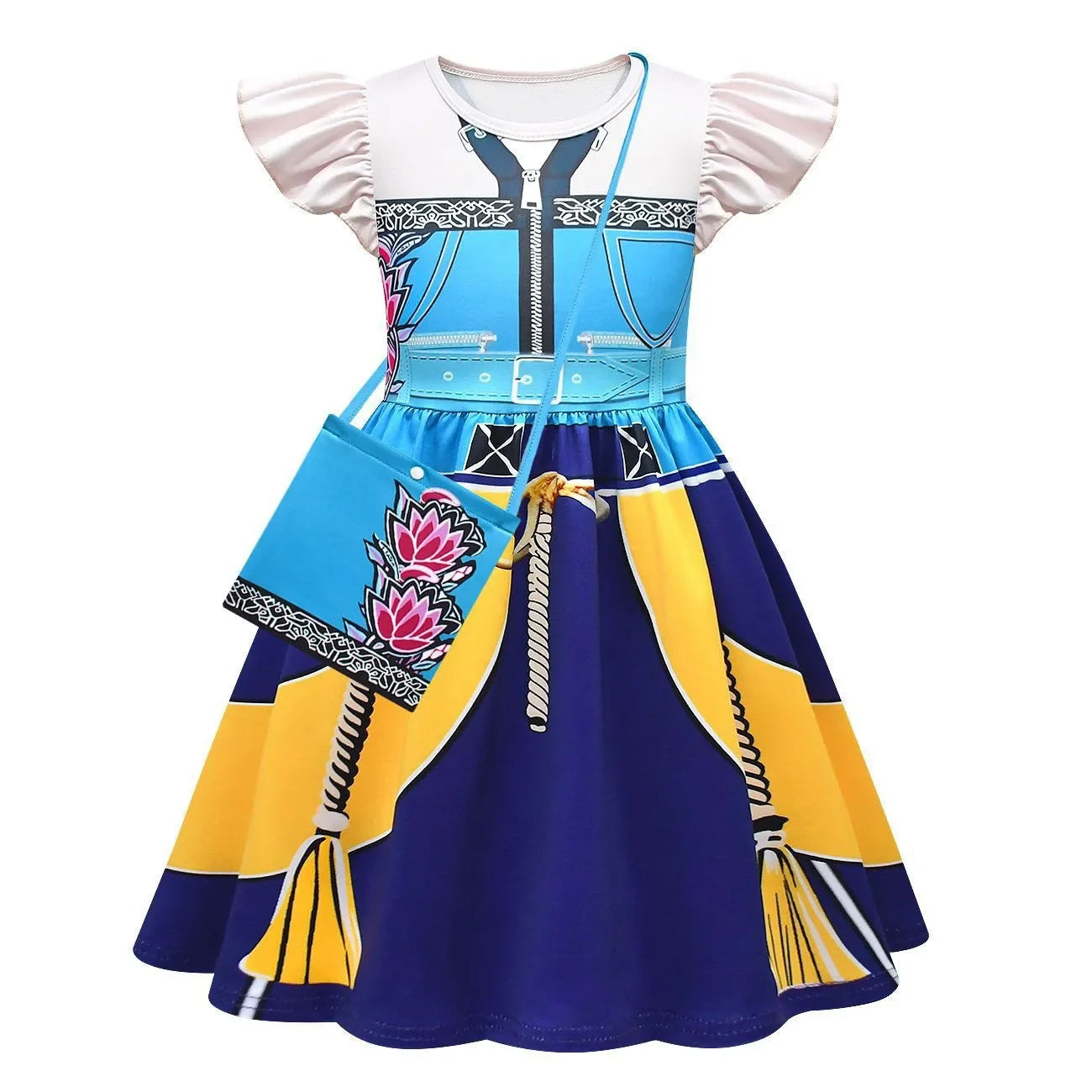 Anime Movie Kpop Rumi Demon Hunter Zoe Dress Up Huntrix Mira Cosplay Flying Sleeve Dress Girls Kids Halloween Party Costume