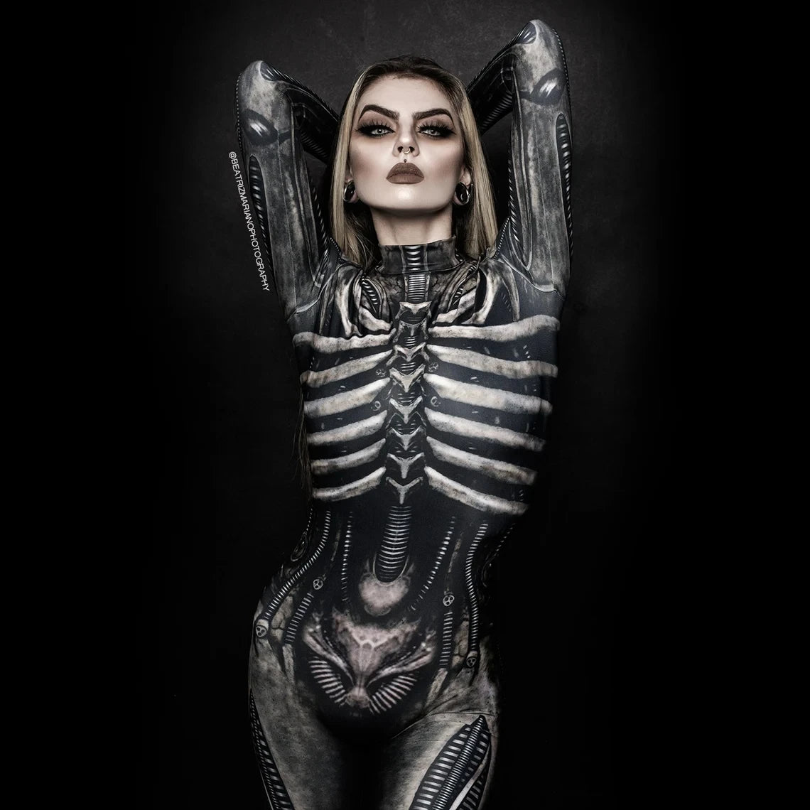 Adult Sexy Women Scary Ghost Skull Bone Costume Rose Skeleton Onesie Printed Bodysuit Devil Jumpsuit Halloween Clothing Zentai