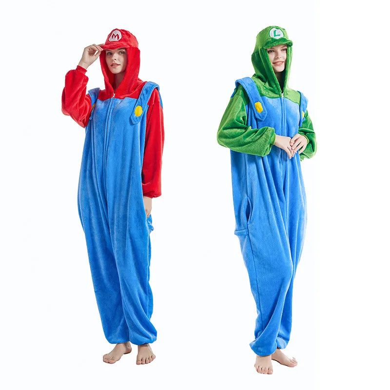 Anime Adult Cosplay Halloween Costumes Super Brother Mari Bros Onesies Jumpsuit Xmas Carnival Funny Children Pajamas Kigurumi