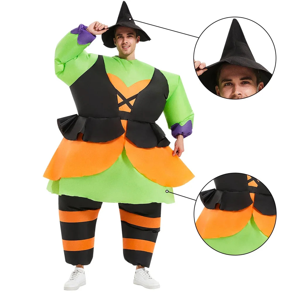 Adult Scary Ghost Evil Witch Inflatable Costume Purim Halloween Anime Cosplay Costumes Role Play Carnival Party Dress Suits