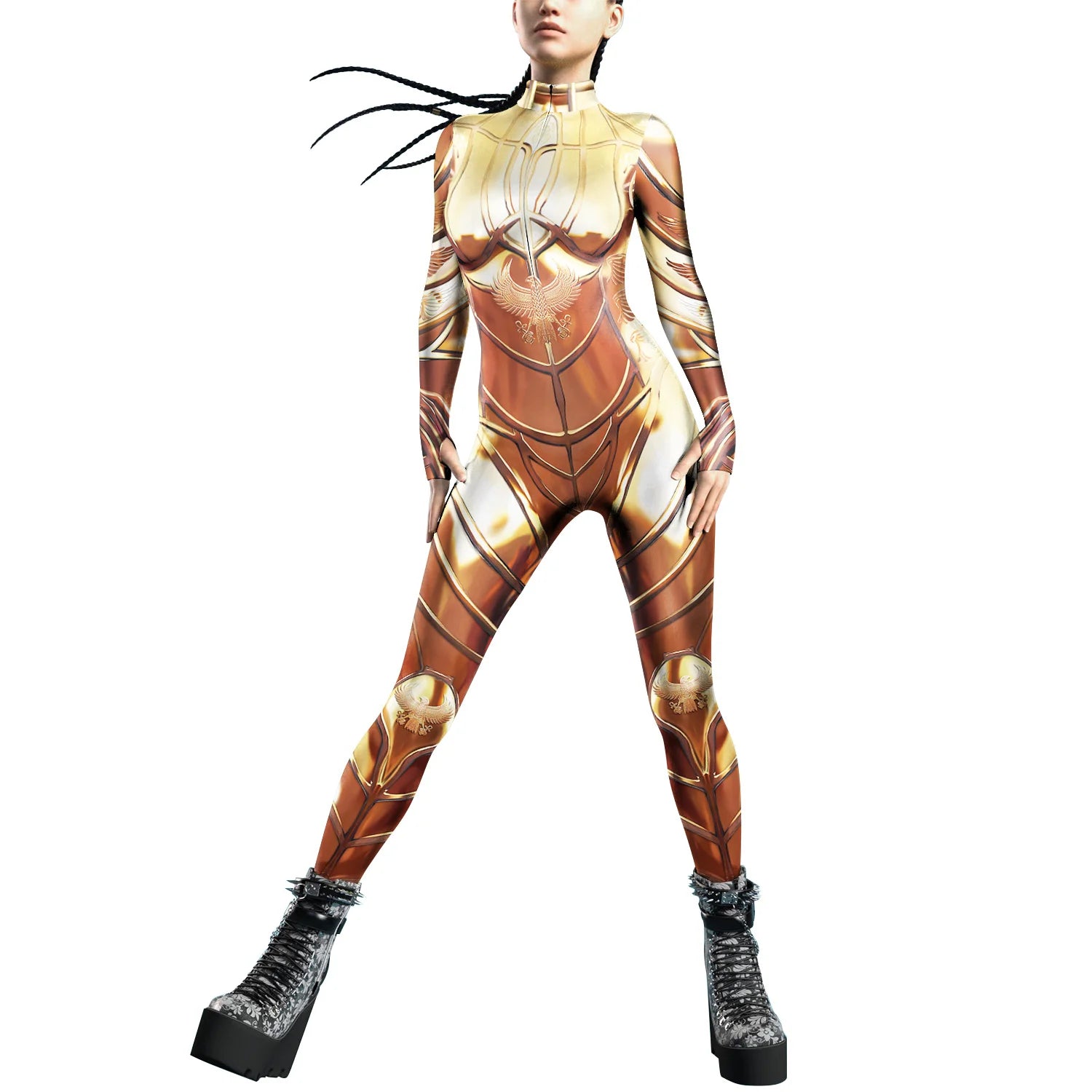 Future Technology Punk Robot Women Jumpsuits Clothing Colorful Texture Printing Zentai Bodysuit Cosplay Costume Halloween Outfit