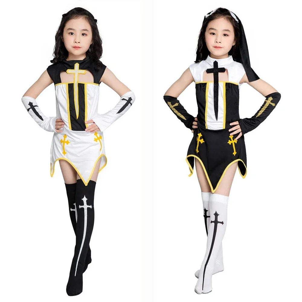 Christian Missionary Father Priest Costume For Boys Nun Costumes For Girls Kids Child Easter Purim Halloween Fancy Dress