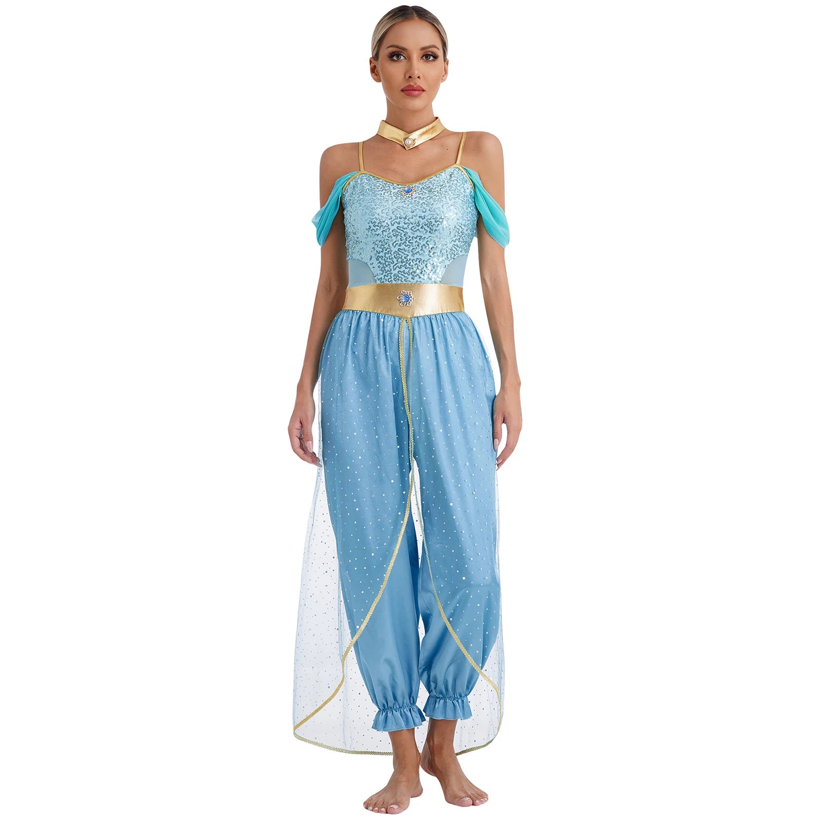 Festival Arabian Princess Costumes Indian Dance Embroider Bollywood Jasmines Costume Party Halloween Cosplay Jasmines Outfit